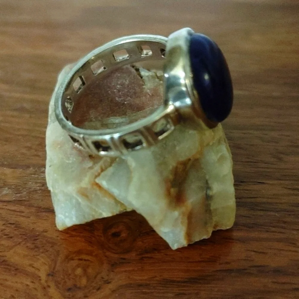 Lapis Lazuli Cabochon in Sterling Ring Size 8.75